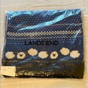Lands' End Navy and White Sheep Scarf